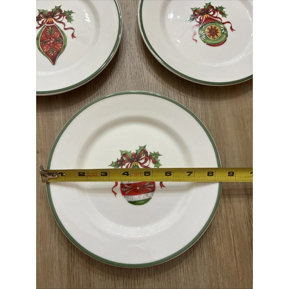 Christopher Radko Traditions Holiday Celebrations 3 Salad Bread Plates 8 1/4